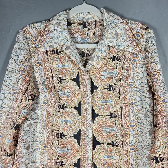 VTG Carole Sue Paisley Tunic Blouse L Multicolor Boho Festival Long Shirt Top - Picture 2 of 10